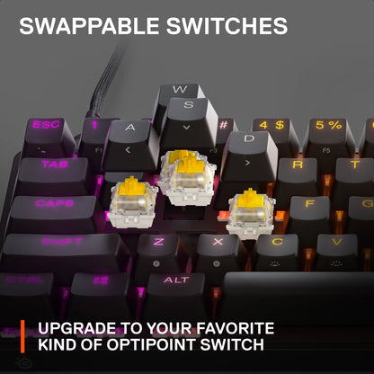 - Apex 9 Mini Gaming Keyboard 60% Wired Optipoint Adjustable Actuation Switch with RGB Lighting - Black